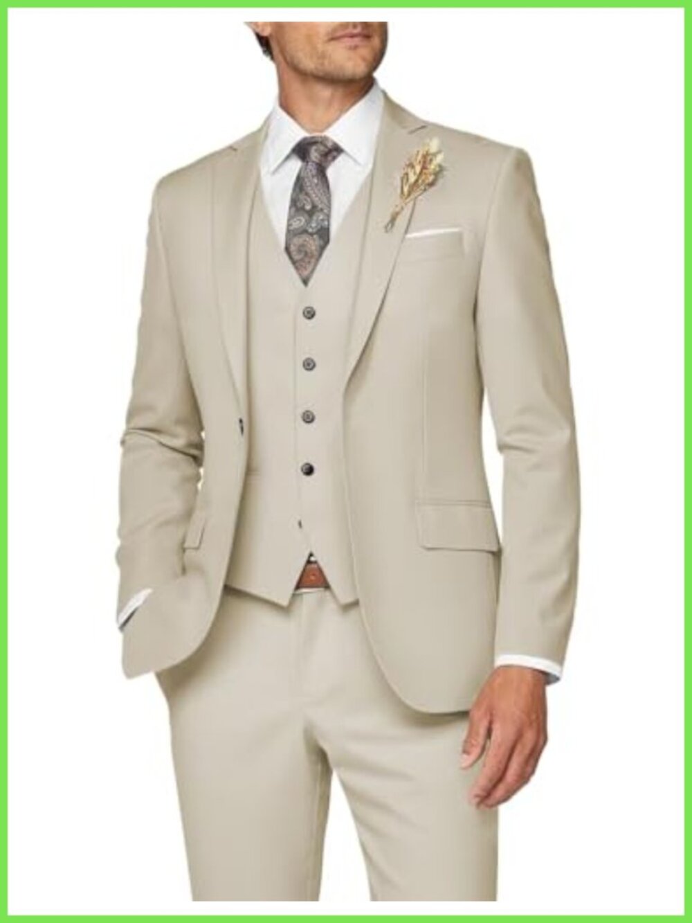 Wangyue 3 Piece Slim Fit Suit Set Men's Formal Business Wedding Tuxedo